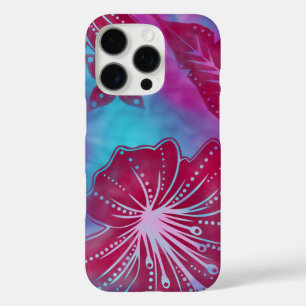 Bali Flower Batik Tropical Hawaiian Magenta Pink iPhone 16 Pro Case