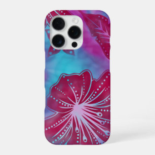 Bali Flower Batik Tropical Hawaiian Magenta Pink iPhone 16 Pro Case