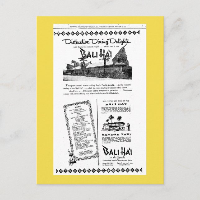 Bali Hai Pontchartrain Beach Postcard (Front)