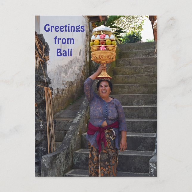 Bali Hindu Woman with Fruit Postcard (Front)