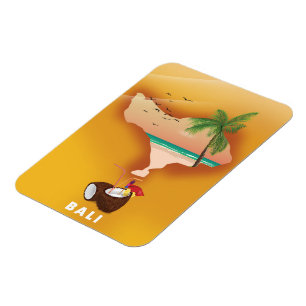 Bali illustrated map magnet