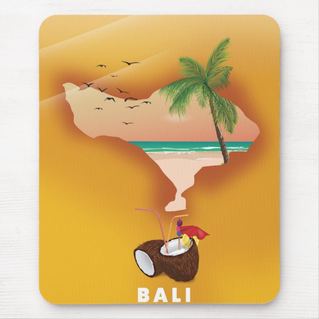 Bali illustrated map mouse mat (Front)