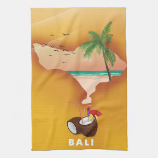 Bali illustrated map tea towel