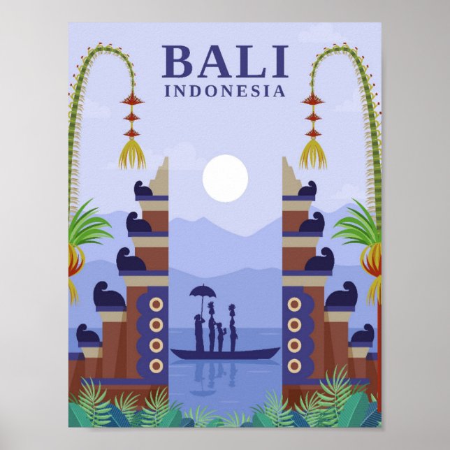 Bali Indonesia Art Travel Illustration Poster (Front)