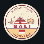 Bali Indonesia City Skyline Emblem Magnet<br><div class="desc">Bali minimalist,  colourful art design featuring monuments and landmarks of the city in Indonesia.</div>