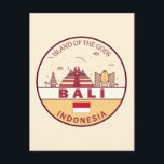 Bali Indonesia City Skyline Emblem Postcard<br><div class="desc">Bali minimalist,  colourful art design featuring monuments and landmarks of the city in Indonesia.</div>