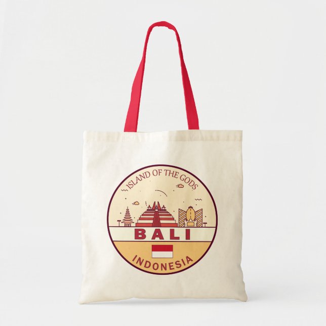 Bali Indonesia City Skyline Emblem Tote Bag (Front)