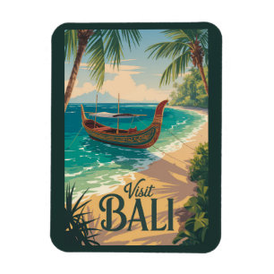 Bali Indonesia Illustration Travel Art Vintage Magnet