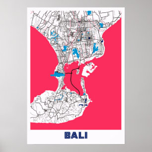 Bali - Indonesia MilkTea City Map Poster
