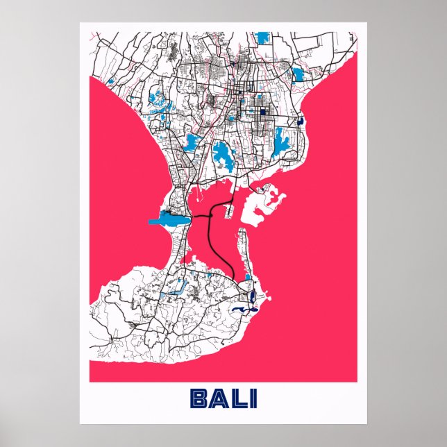 Bali - Indonesia MilkTea City Map Poster (Front)