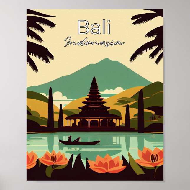Bali Indonesia Minimalist Vintage Art Poster (Front)