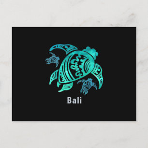 Bali Indonesia Sea Blue Tribal Turtle Announcement Postcard