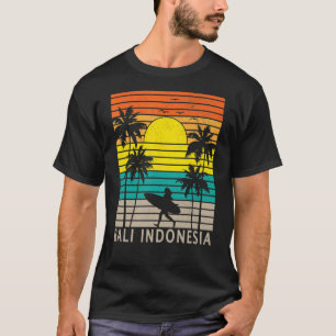 Bali Indonesia Surfer Surfing Girl Palm Tree Vacat T-Shirt