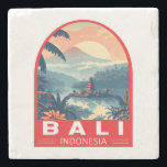 Bali Indonesia Travel Art Vintage Stone Coaster<br><div class="desc">Bali retro vector travel design. Bali is an island in Southeast Asia that's known for its beaches,  temples,  and culture. It's also home to marine life,  safari parks,  and art.</div>