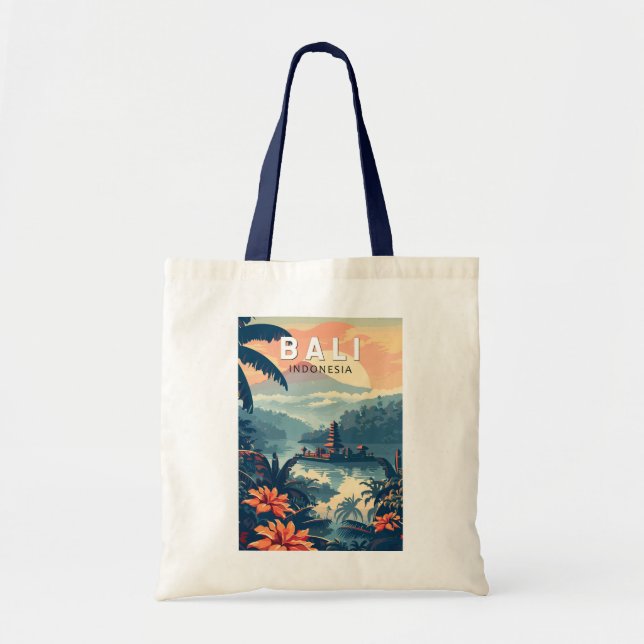 Bali Indonesia Travel Art Vintage Tote Bag (Front)