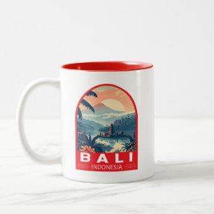 Bali Indonesia Travel Art Vintage Two-Tone Coffee Mug