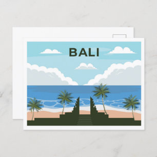 Bali Indonesia travel place illustration Postcard
