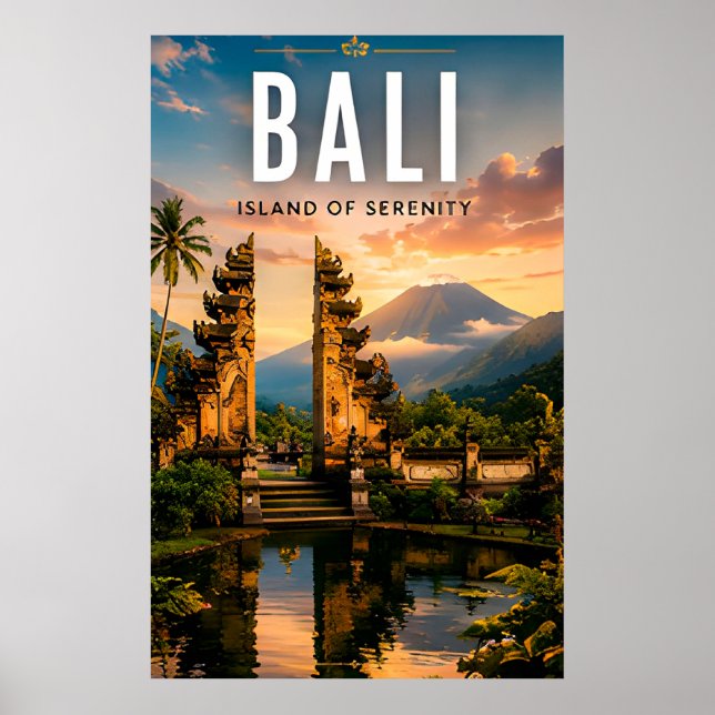 🌺 Bali Indonesia Tropical Temple Poster (Front)