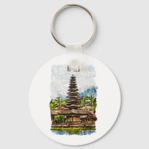 Bali Indonesia Ulun Danu Beratan Temple Keychain
