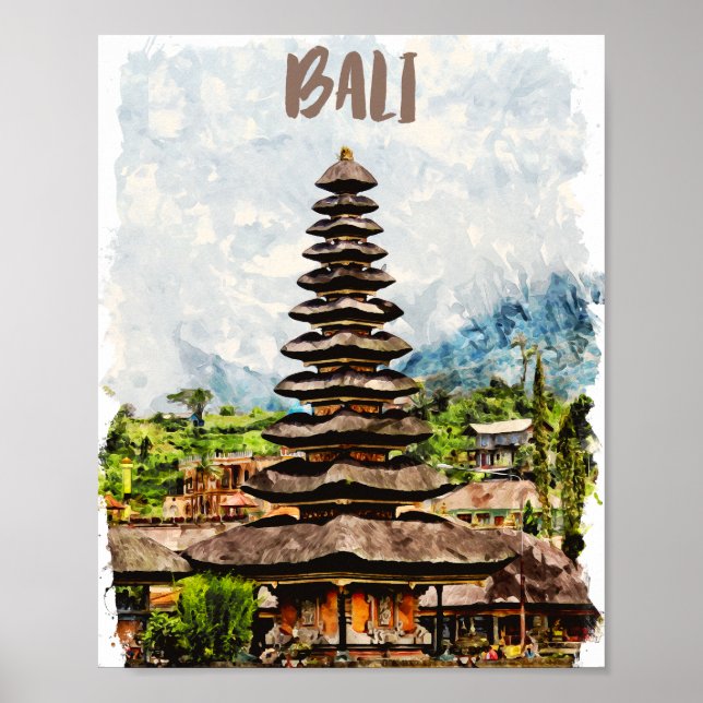 Bali Indonesia Ulun Danu Beratan Temple Poster (Front)