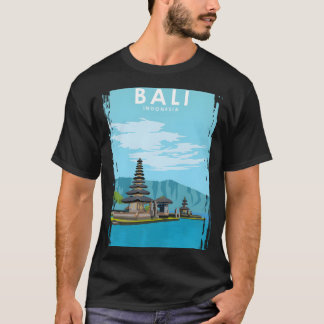Bali Indonesia Vintage Minimal Temple Travel Poste T-Shirt