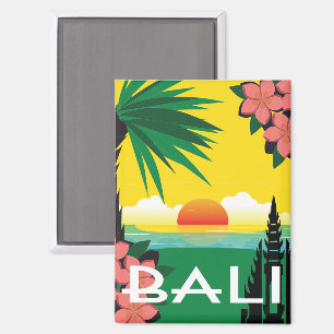 Bali Indonesia vintage travel style sunset Magnet