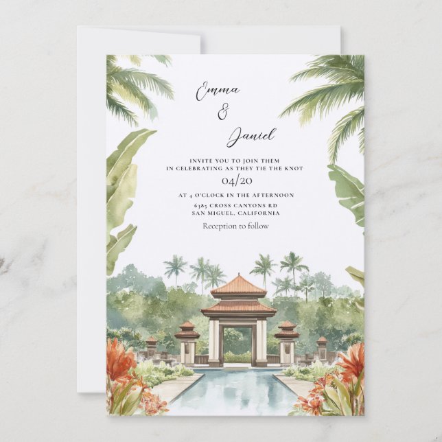 Bali Landscape Destination Wedding Invitation (Front)