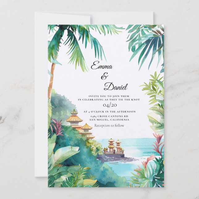 Bali Landscape Destination Wedding Invitation (Front)