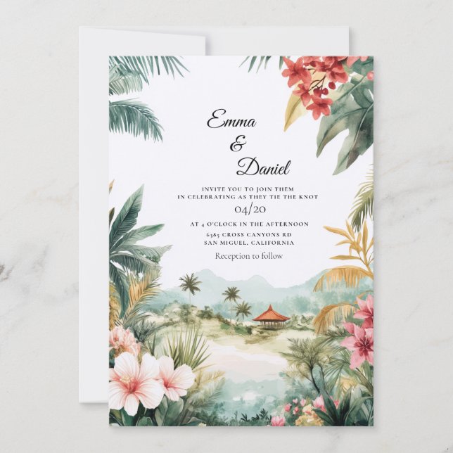 Bali Landscape Destination Wedding Invitation (Front)