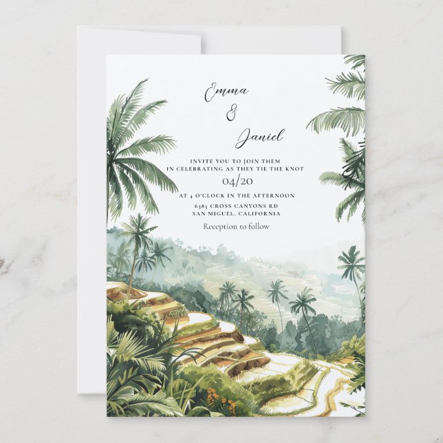 Bali Landscape Destination Wedding Invitation (Front)