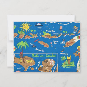 Bali Lombok  Colorful Postcard