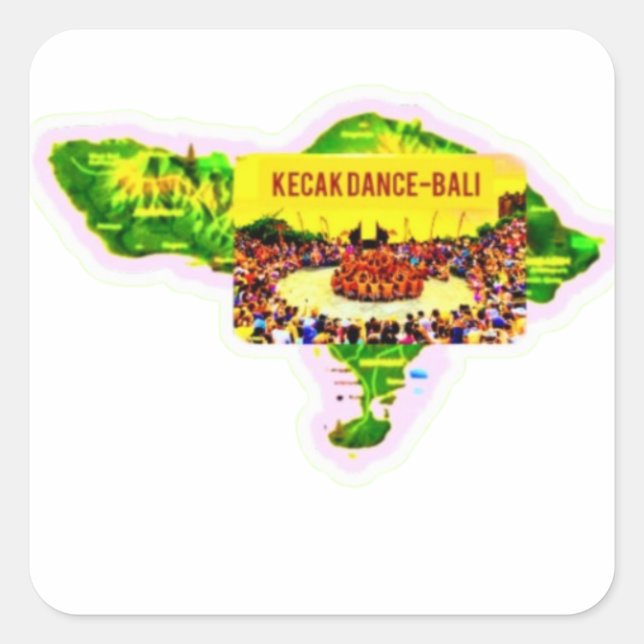 ​Bali Map Kecak Dance Cultural Heritage Sticker (Front)