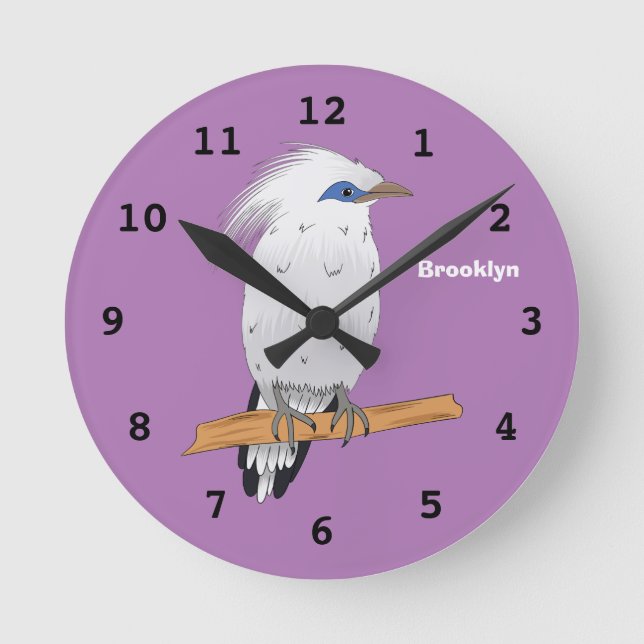 Bali Myna tropical exotic bird Round Clock (Front)