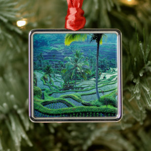 Bali   Overview Of Rice Terraces Metal Tree Decoration