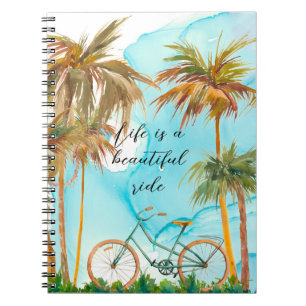 Bali Palm trees, sky and bicycle Spiral Photo Notebook