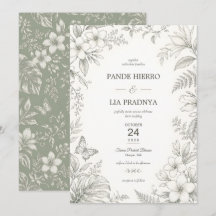 Bali Plumeria Tropical Wedding Invitation