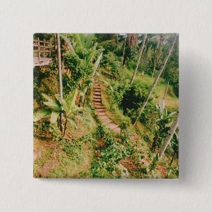 Bali rainforest Stairway  15 Cm Square Badge