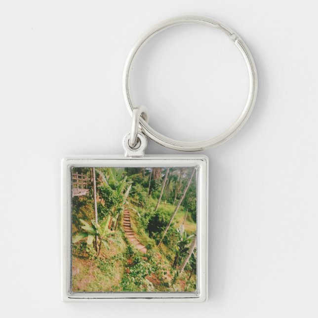 Bali rainforest Stairway  Key Ring (Front)