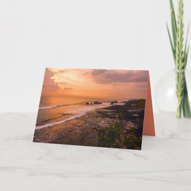 Bali Sea Wave Sunset Beach Shore Island Card (Front)