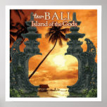Bali Sunset Art Deco Vintage Travel Advertising Poster<br><div class="desc">Reproduction print of original travel poster promoting tourism to Bali Indonesia featuring the stunning sunset design, restored digitally at artist's discretion. Perfect for your home wall decor. Frame it and this would make a beautiful retro style room decoration in a bar, cafe, restaurant, home theatre, office or den. From extra...</div>