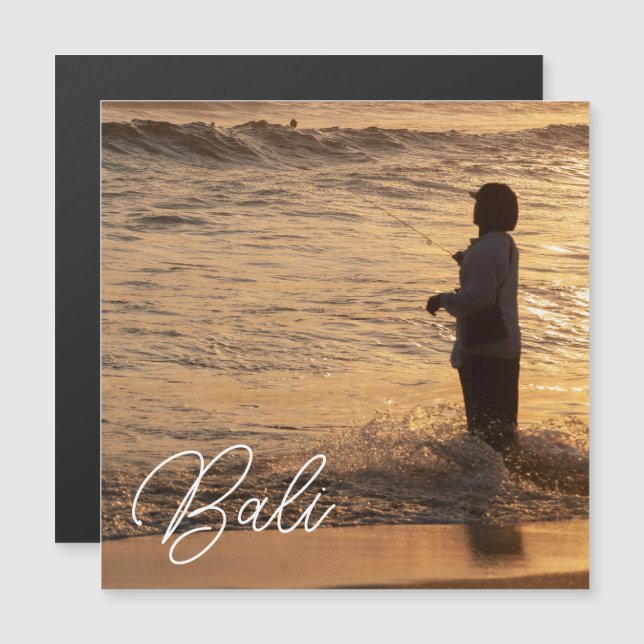 Bali Sunset Fisherman Magnet Card (Front/Back)