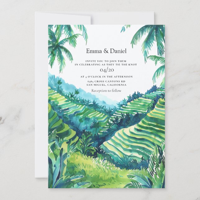 Bali Tegalalang Rice Terraces View Invitation (Front)