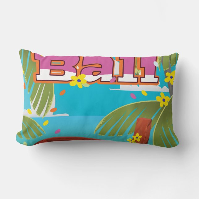 Bali travel poster lumbar cushion (Front)