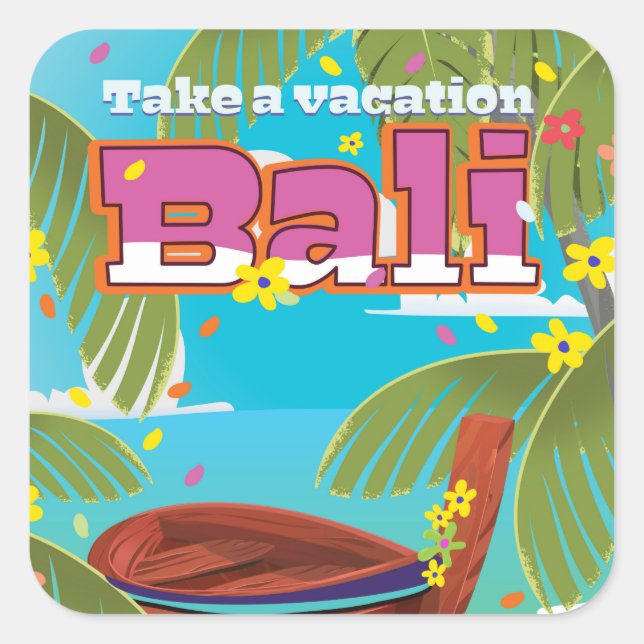 Bali Travel poster. Square Sticker (Front)