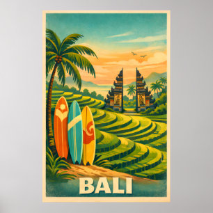 Bali Tropical Retro Travel Poster