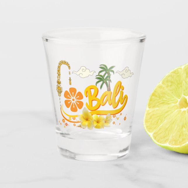 Bali Vacation Tropical Island Beach Matching Shot Glass (Front)