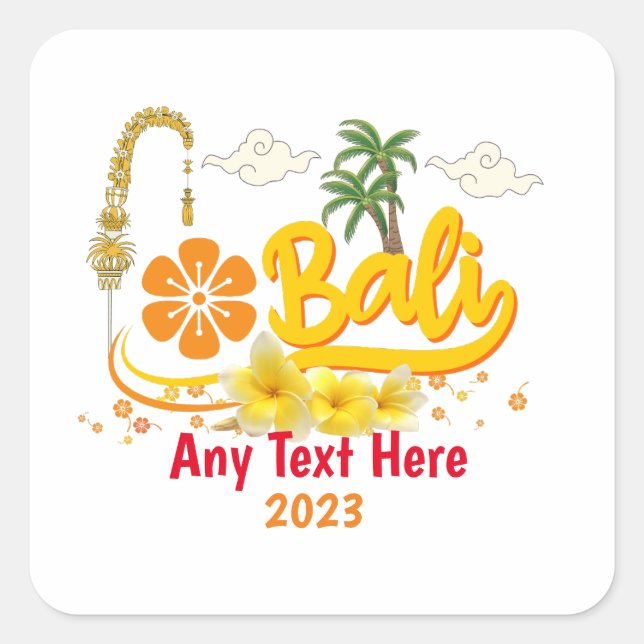 Bali Vacation Tropical Island Beach Matching Square Sticker (Front)