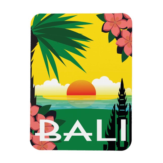 Bali vintage travel style magnet (Vertical)
