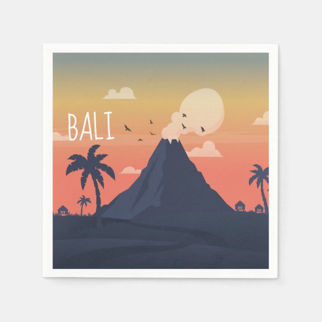 Bali Volcano Mountain Scene Designer Napkin (Front)