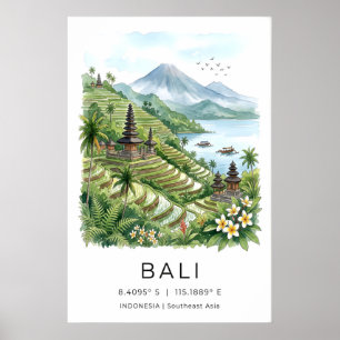 Bali Wall Art Print Tiered Rice Fields and Pastel
